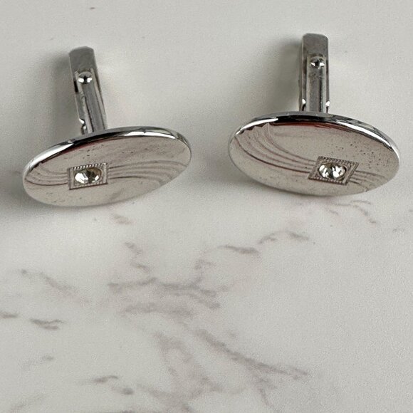 Anson Silver Cufflinks with Rhinestone - Picture 6 of 8